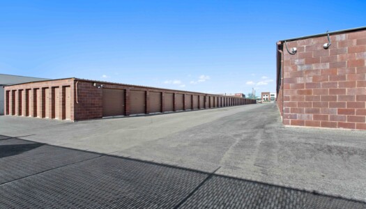 rows of drive-up storage units at AA Access Storage in Clearfield, UT